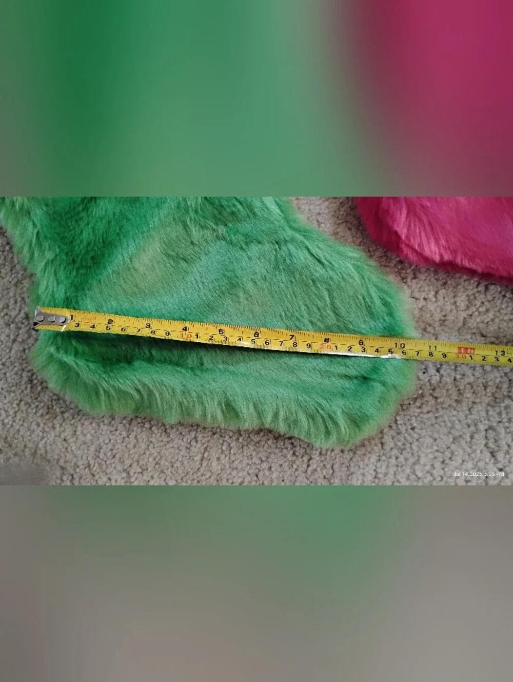 Brand New Pair of Fuzzy Holiday Stockings in Green and Pink